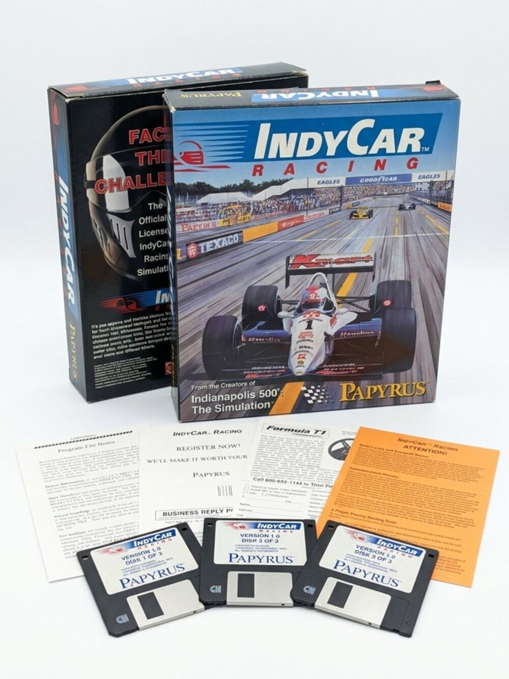 Vintage IndyCar Racing PC Game 1993 Papyrus Big Box 3.5" Floppy Disks CIB Retro